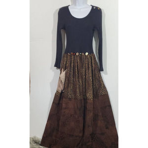 Alexa Rae Dress Sz 1 Art To Wear Black Ribbed Upper Corduroy Satiny Lower Dress